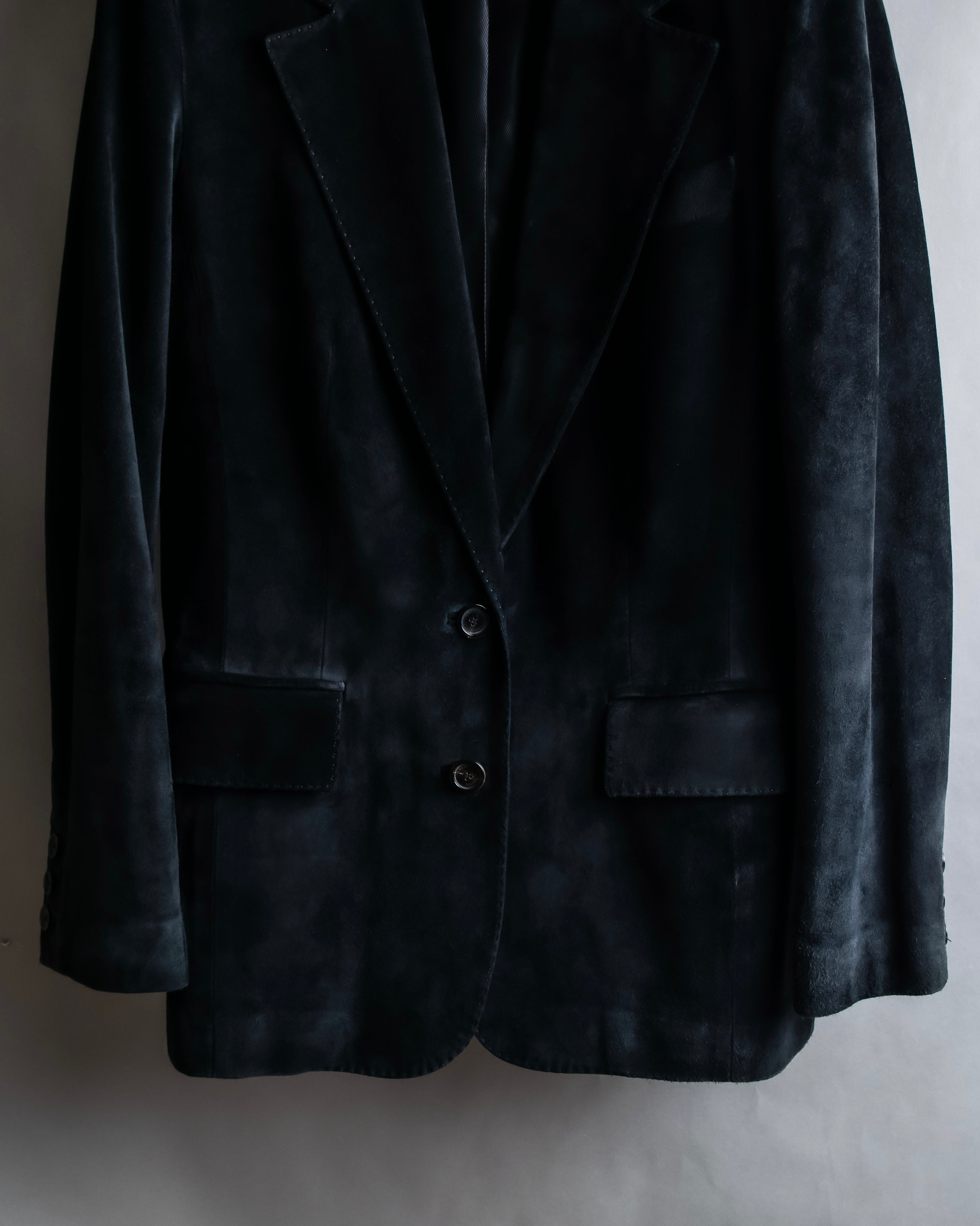 "GUCCI" Stitch design suede tailored jacket
