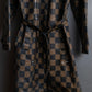 "FENDI" Pecan checkered belted mid length coat