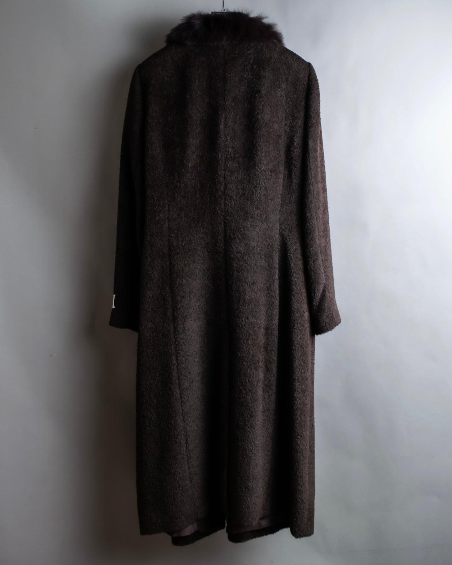 Vintage blue fox fur docking alpaca blend long coat