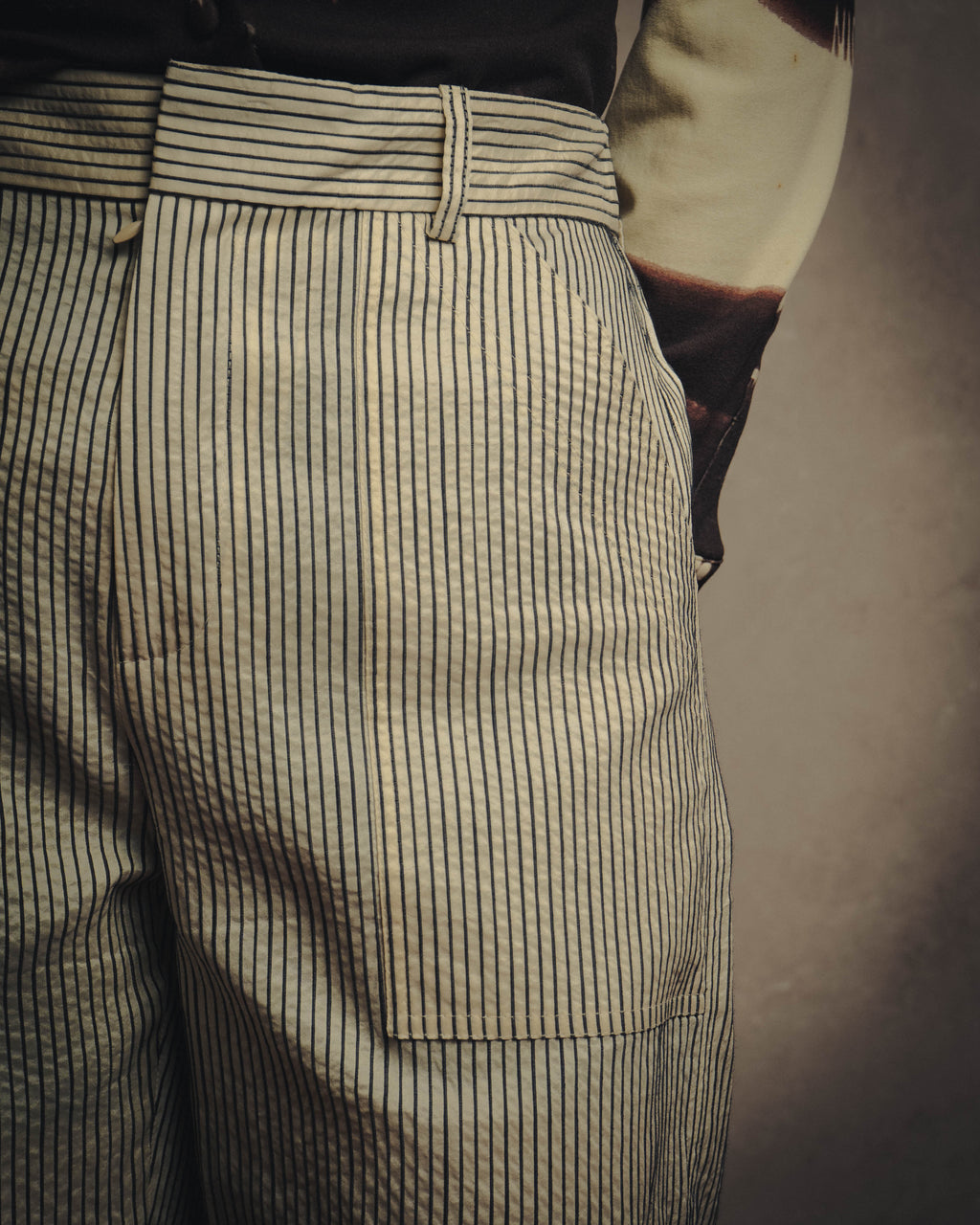 -SPECIAL- “Christian Dior” 20’s silk cotton striped straight trousers