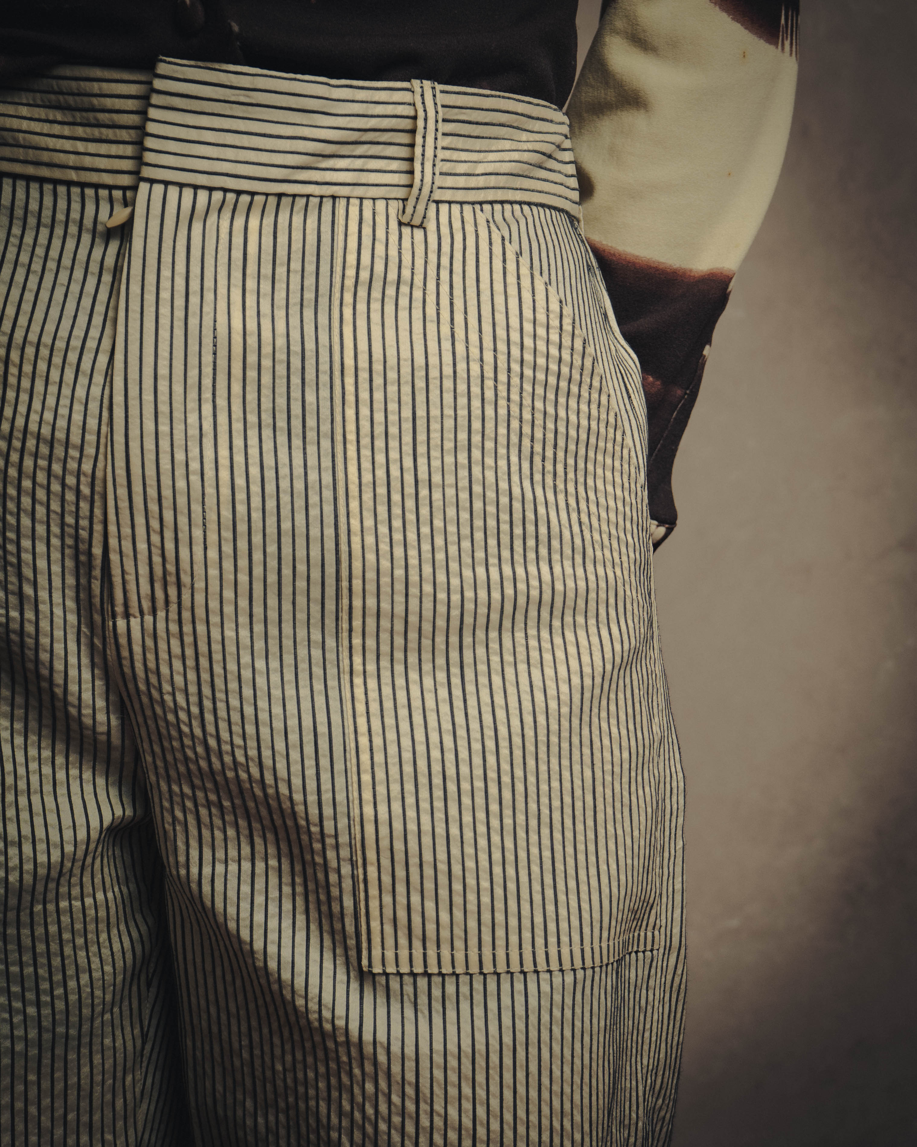 -SPECIAL- “Christian Dior” 20’s silk cotton striped straight trousers