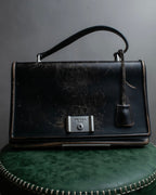 "PRADA" Aged metal parts design leather hand bag