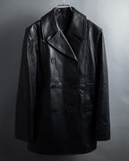 "COACH" Double-breasted panel work design leather coat