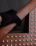 "YVES SAINT LAURENT" Studded Y design open-top leather tote bag