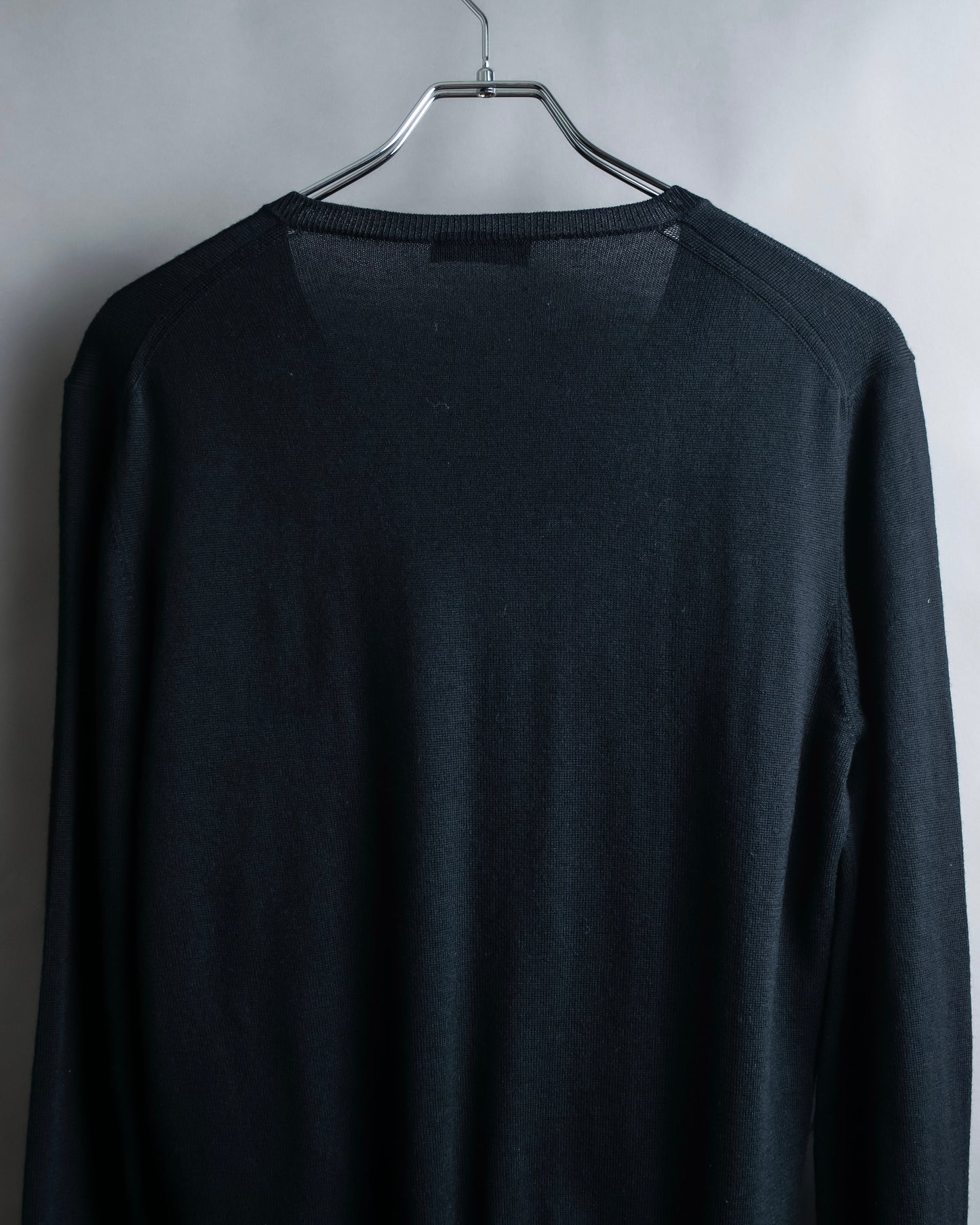 "PRADA" V-neck relaxed wool high gauge knit pullover