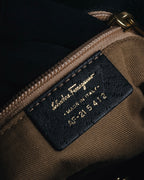 “Salvatore Ferragamo” Pebbled leather gancini hobo shoulder bag