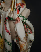“GUCCI” 80’s-90’s Floral logo silk scarf