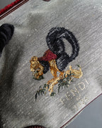 "FENDI" Animal embroidery design boa combination shoulder bag