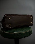 "Vintage turnlock design python leather bag"