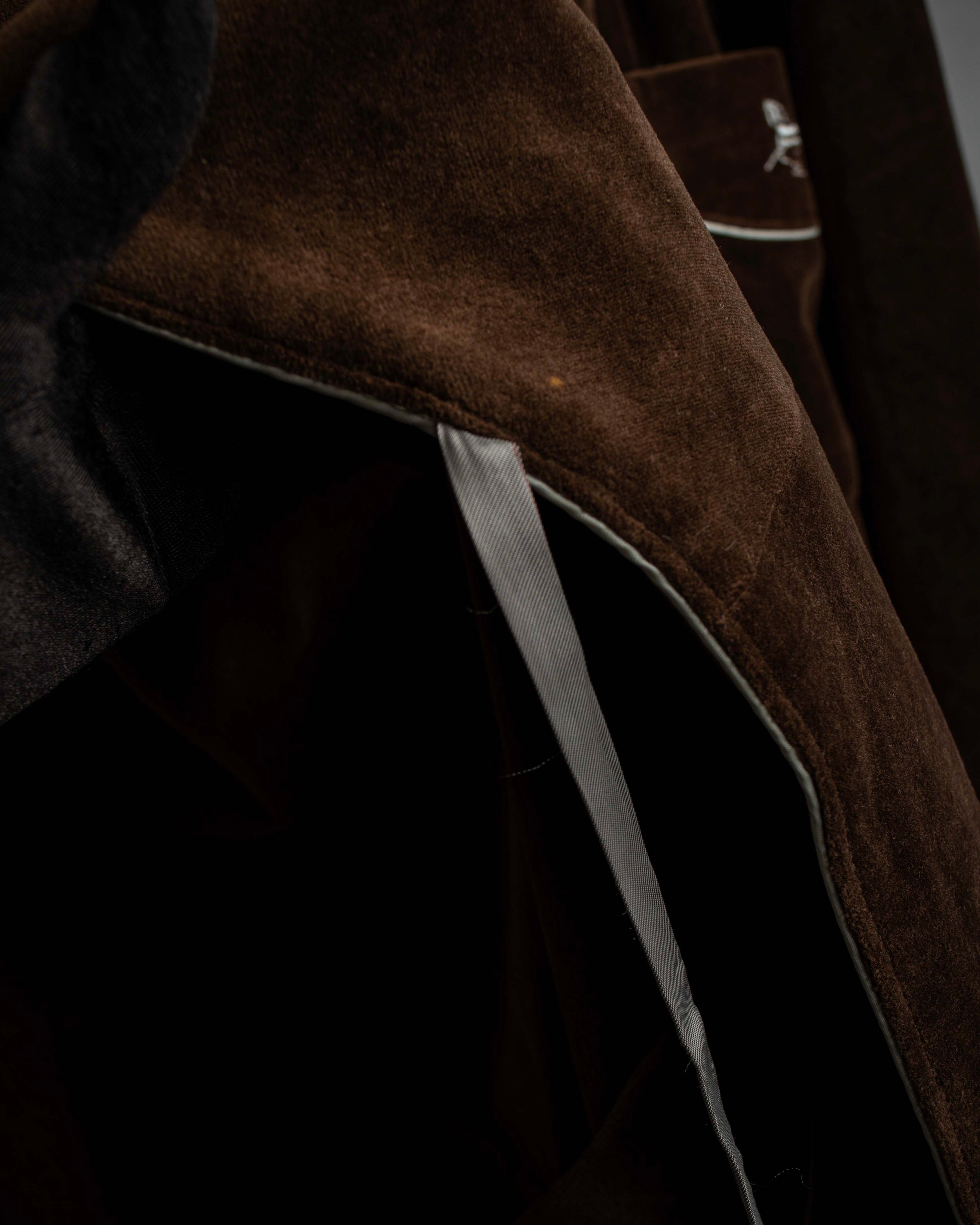 "CELINE" Piping design velour long gown coat