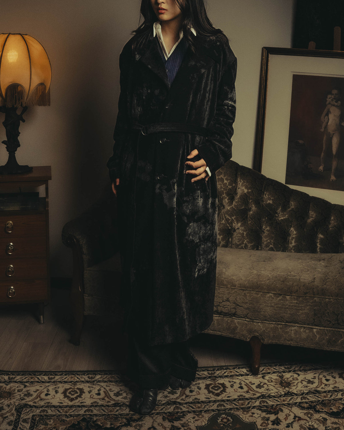 -SPECIAL- "Y’s" 2025's Discharge printed velvet long coat