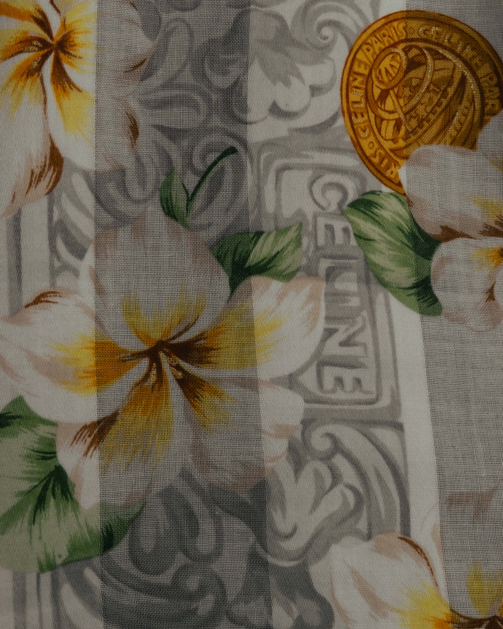 "CELINE" 90's Floral logo cotton square scarf
