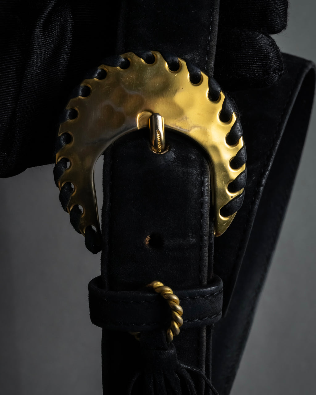 "Salvatore Ferragamo" Signature sculptural buckle suede leather belt