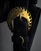 "Salvatore Ferragamo" Signature sculptural buckle suede leather belt