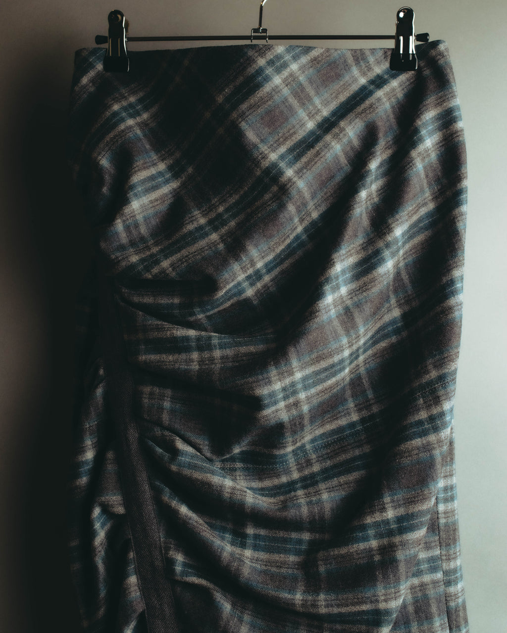 "BRUNELLO CUCINELLI" Late 90's-early 10's Soft wool plaid draped skirt