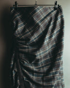 "BRUNELLO CUCINELLI" Late 90's-early 10's Soft wool plaid draped skirt