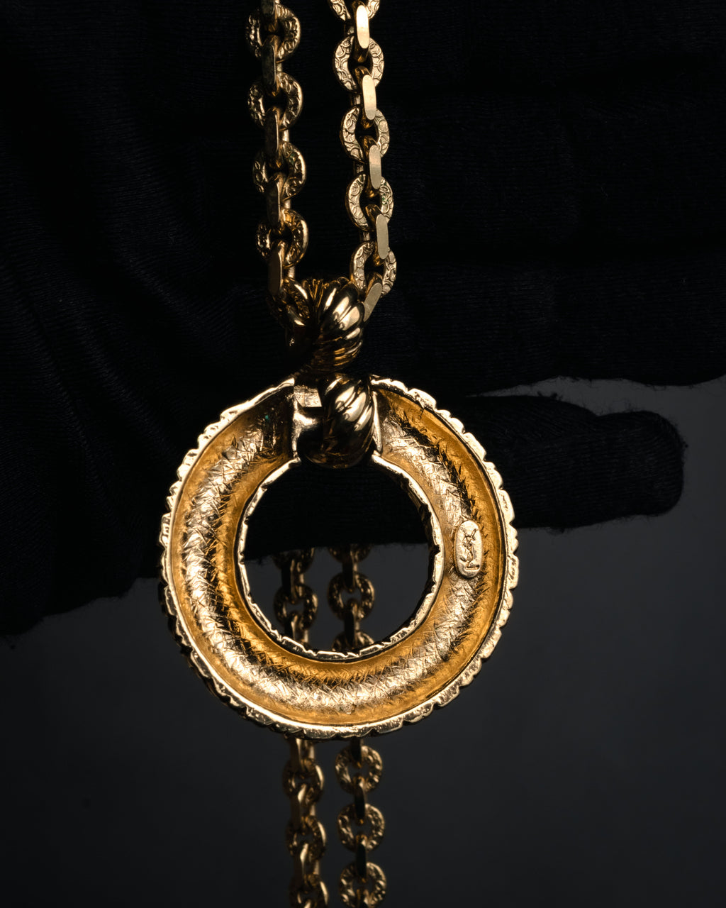 “Yves Saint Laurent” 1980’s-90’s Sculptural circle long necklace
