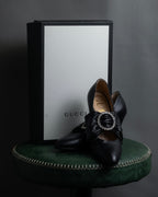 "GUCCI" Michele design ribbon crystal buckle pumps