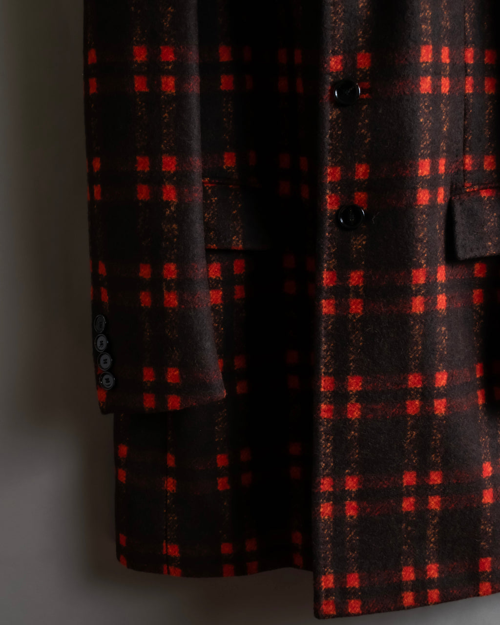 "HUGO BOSS" Plaid brushed wool tailored coat
