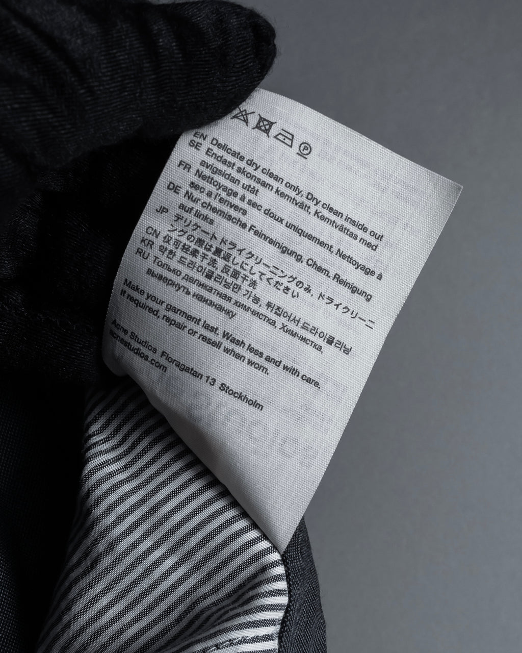 "Acne Studios" Button fly design wide straight slacks