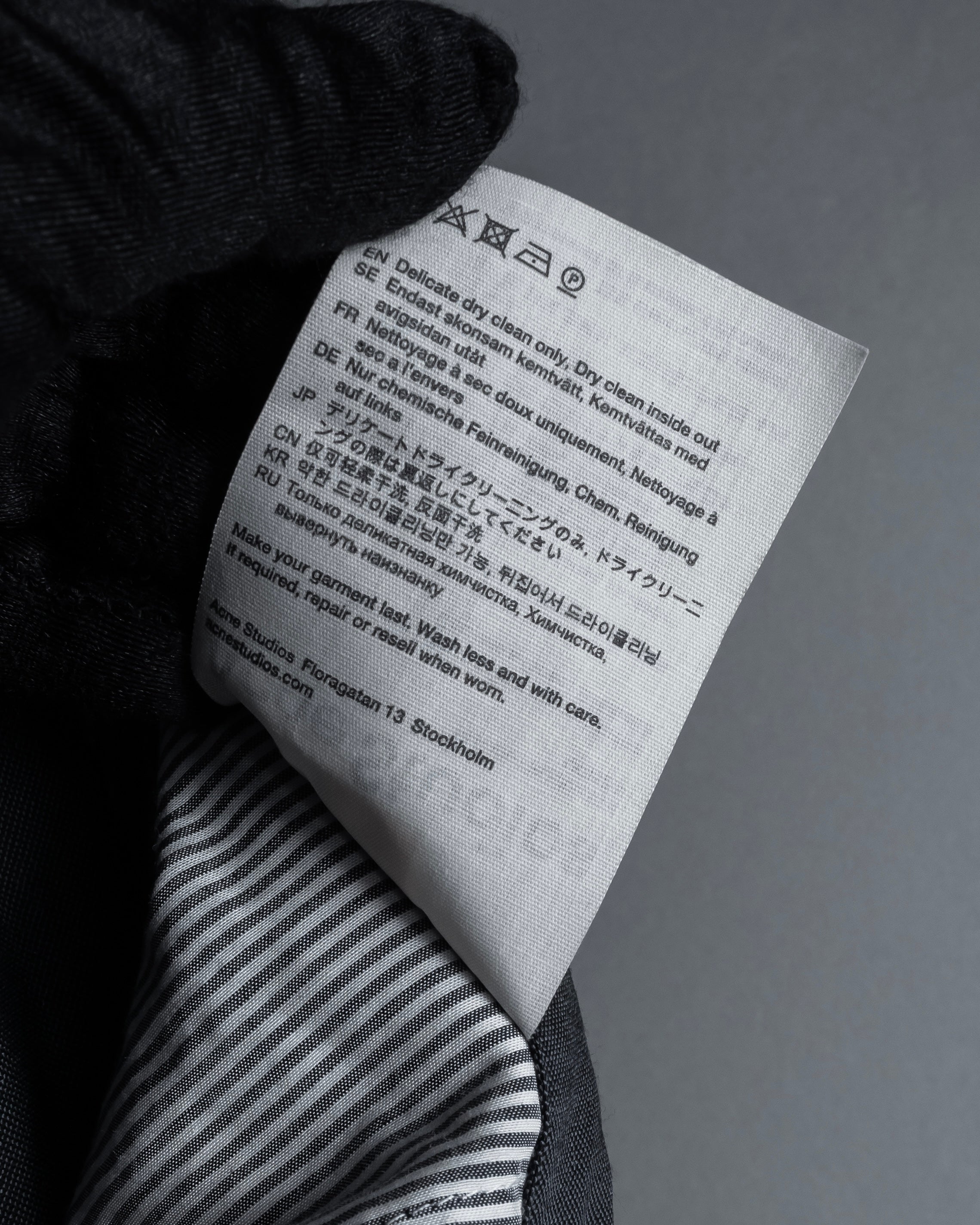 "Acne Studios" Button fly design wide straight slacks