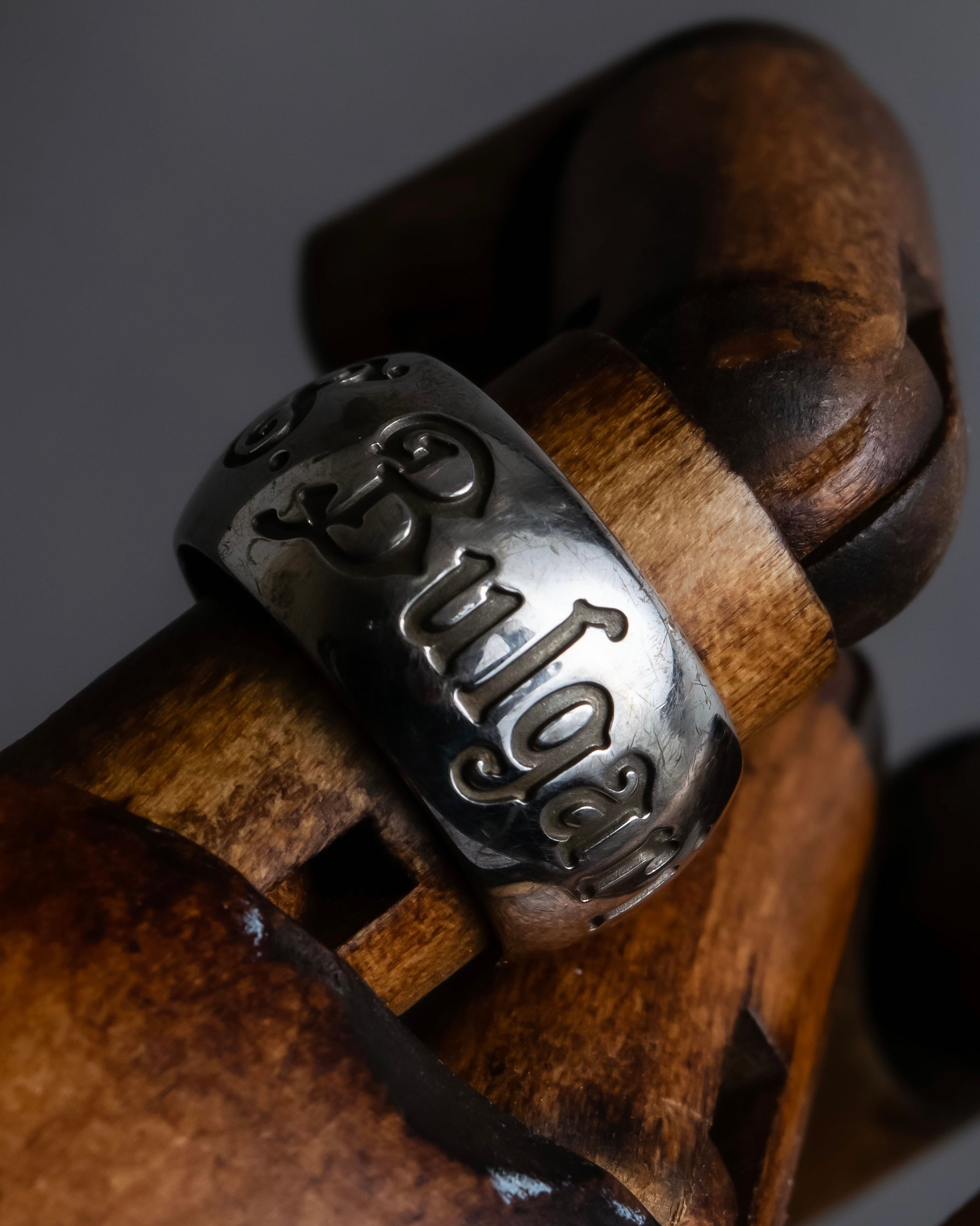 "BVLGARI" Save the Children series logo engraved silver ring