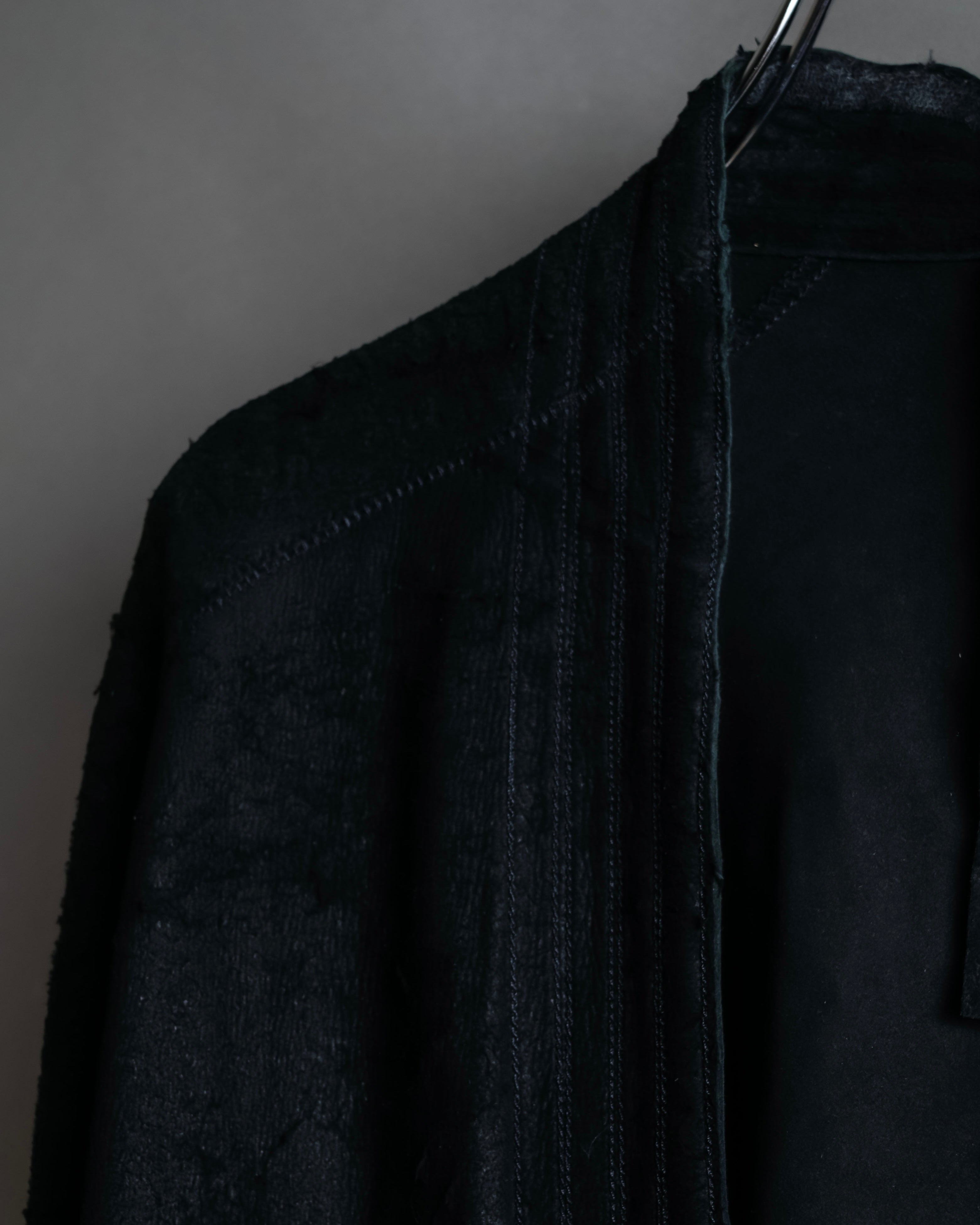 "ISAAC SELLAM" Cut-off design belted leather jacket