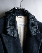 "Max Mara"
 Swakara fer collar oversized wrap style chester coat