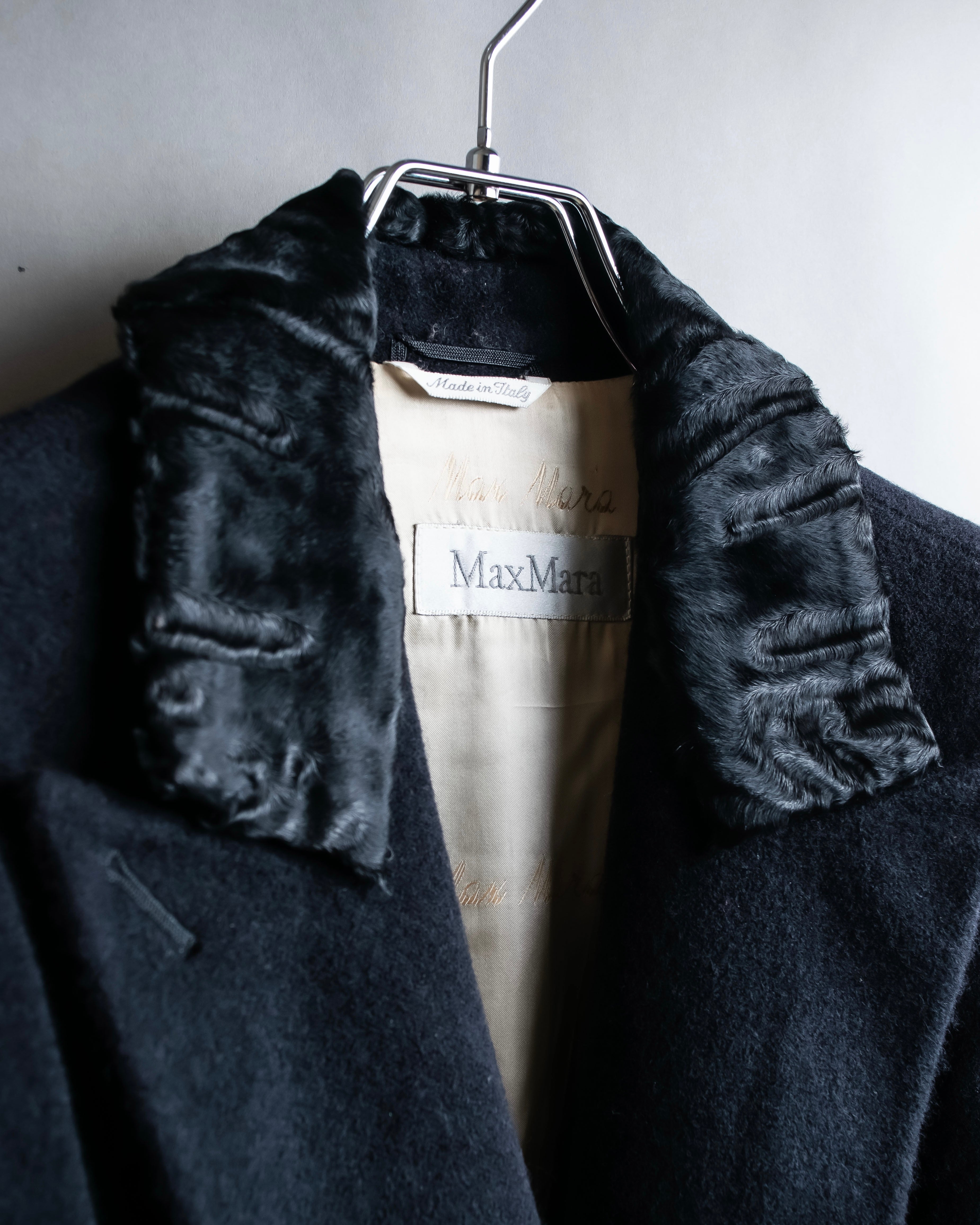"Max Mara"
 Swakara fer collar oversized wrap style chester coat