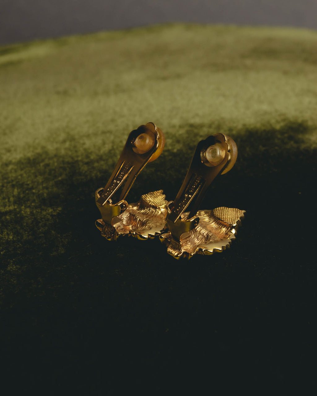 "Christian Dior" 70's-80's Sculptural botanical clip-on earrings