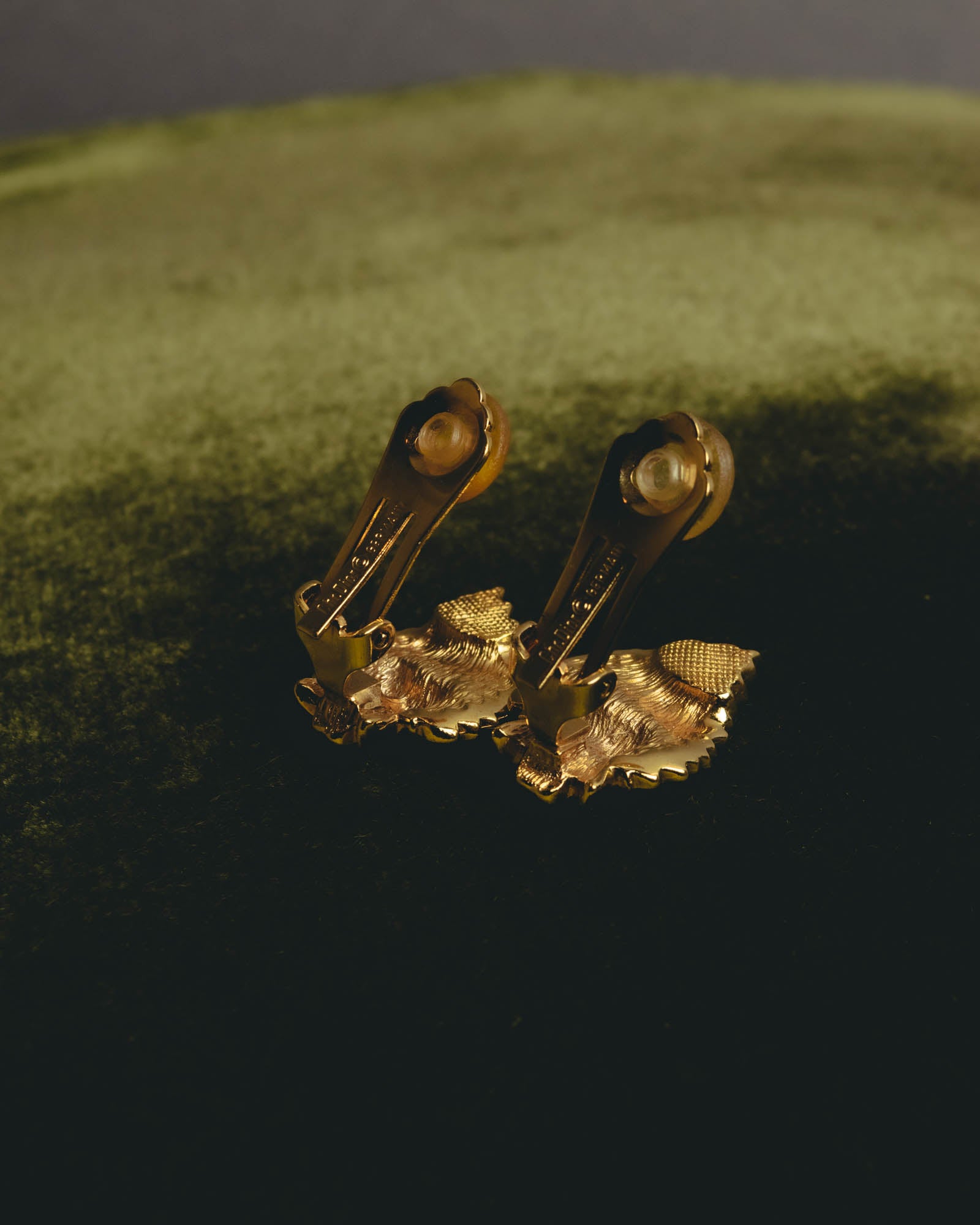 "Christian Dior" 70's-80's Sculptural botanical clip-on earrings