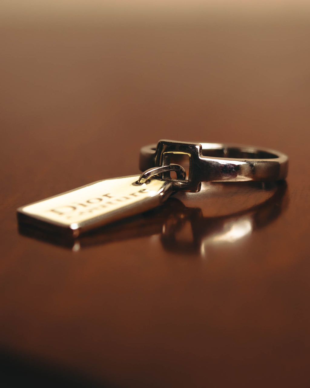 "Christian Dior" Cream enamel key ring