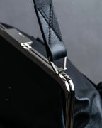 "MARNI" Side ribbon design rounded body leather bag