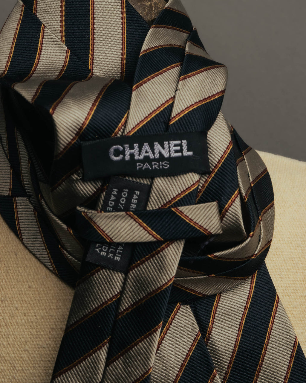 "CHANEL" 90's-00's Classic silk regimental striped tie