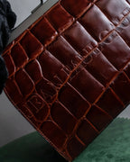 "JEAN PAUL GAULTIER" Logo engraved crocodile embossed 2way leather bag