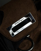 "Salvatore Ferragamo" Gathered form Gancini motif design suede hand bag