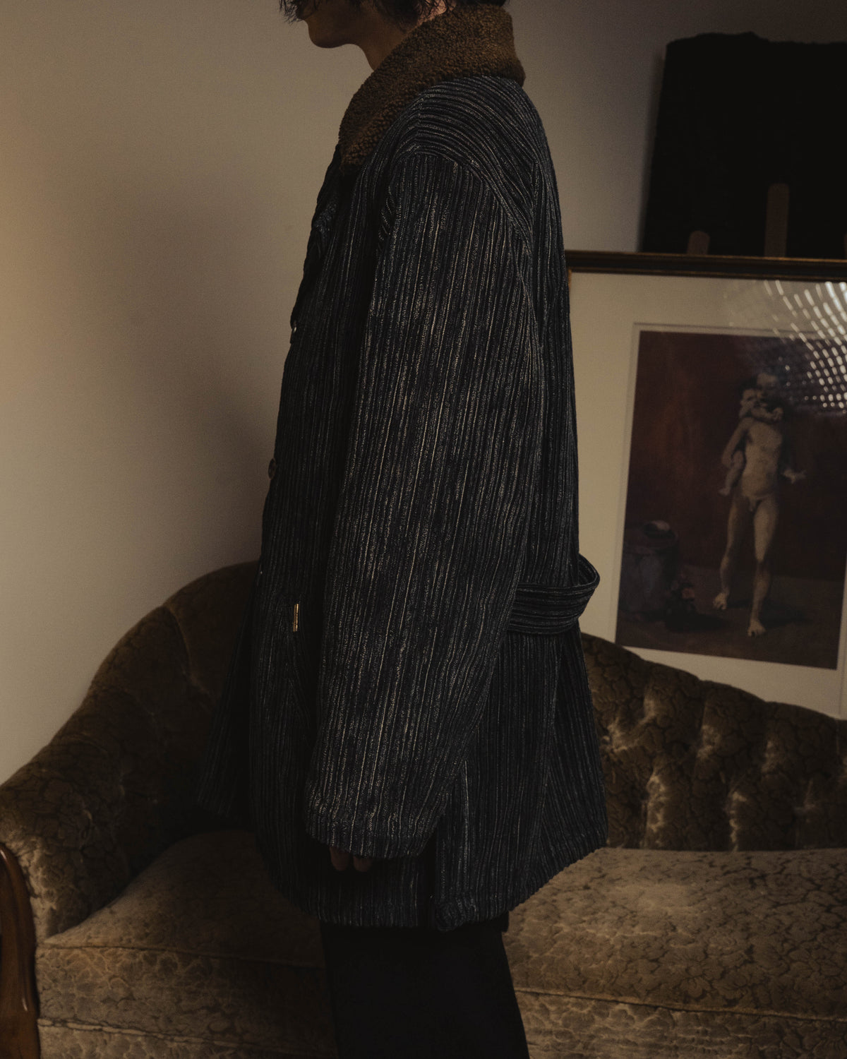 "Christian Dior" 80's-90's Classically tailored belted double-breasted coat