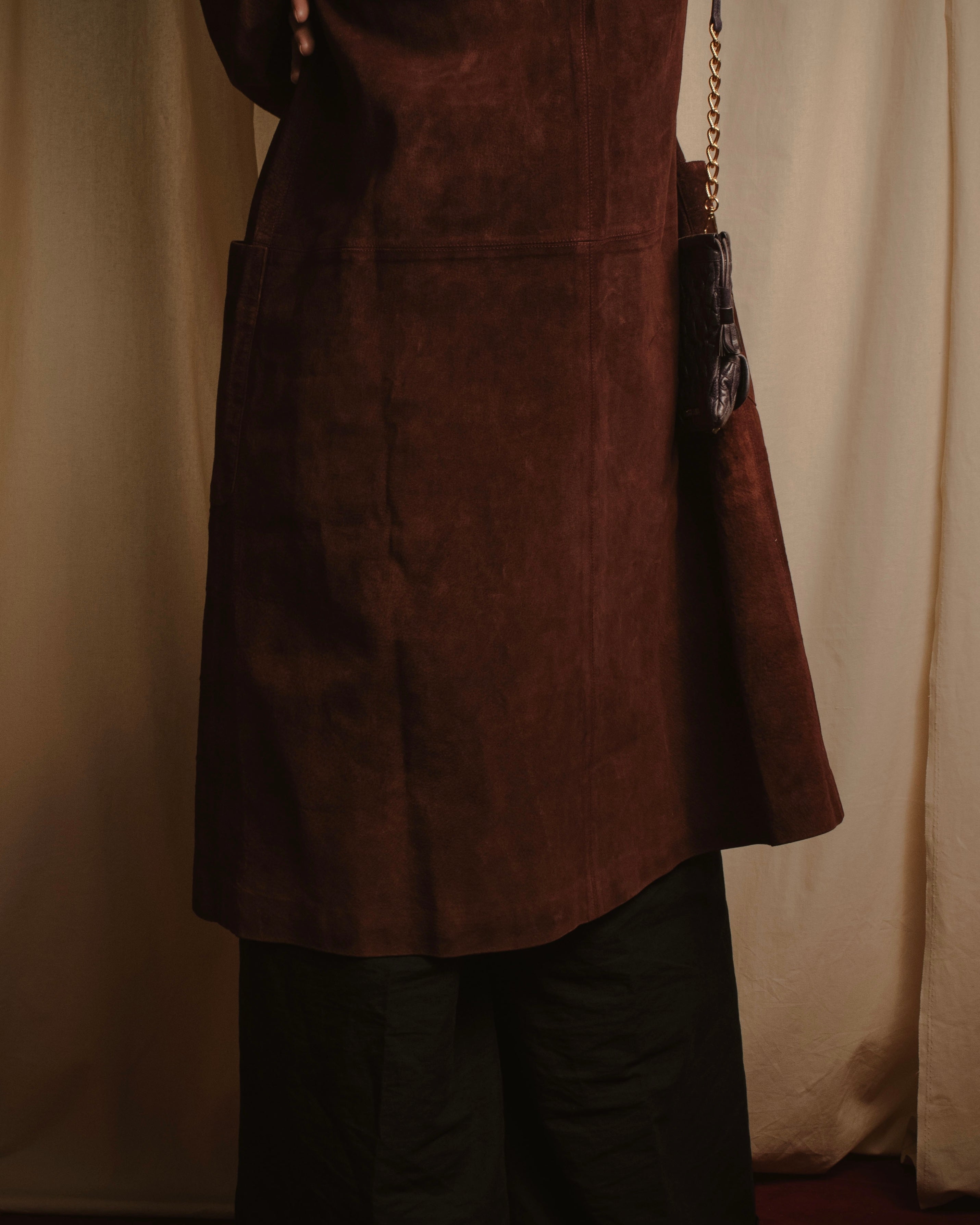 -SPECIAL- "GUCCI" 70’s Suede leather round collar coat