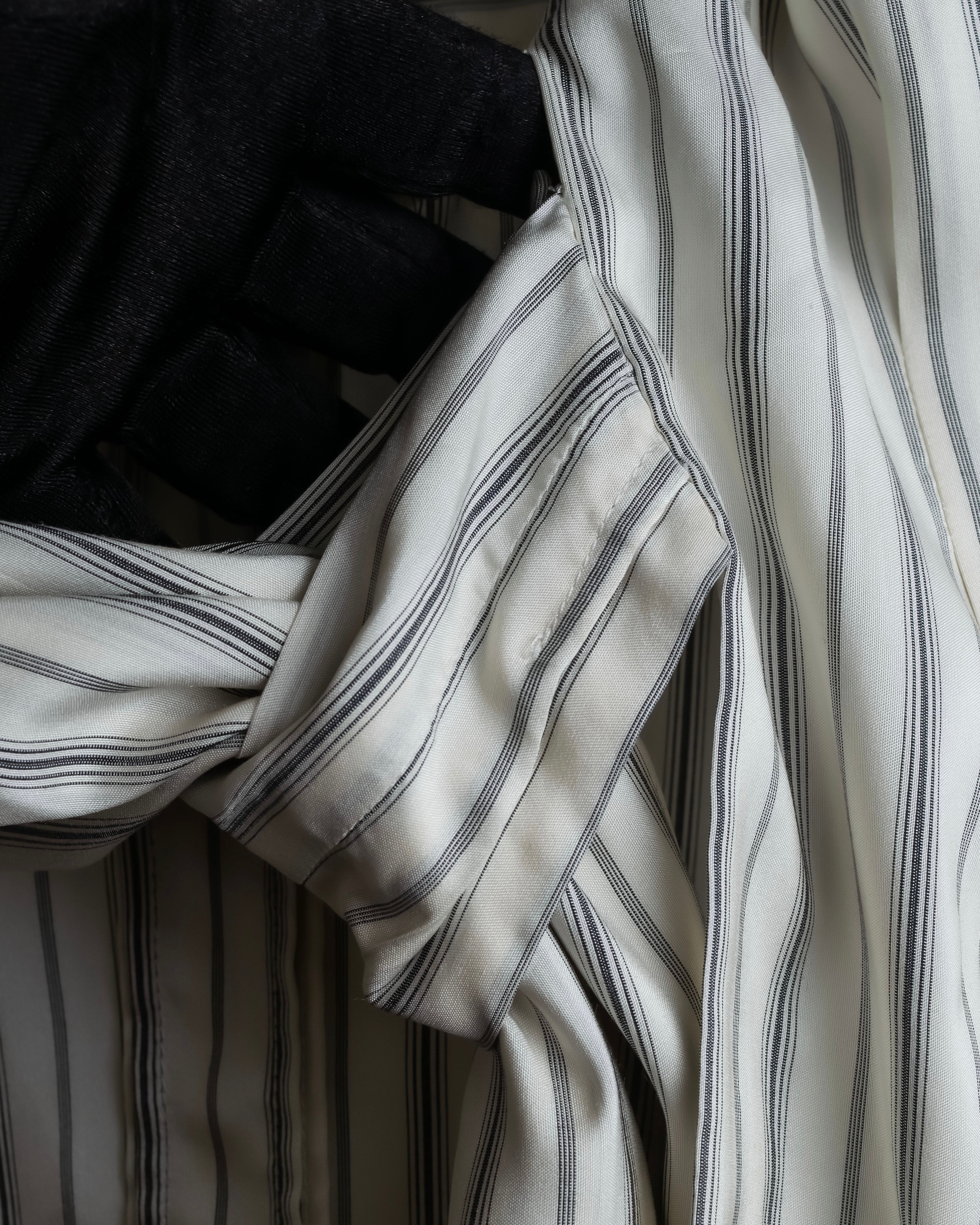 "MAISON MARGIELA" 16SS bowtie design striped long shirt