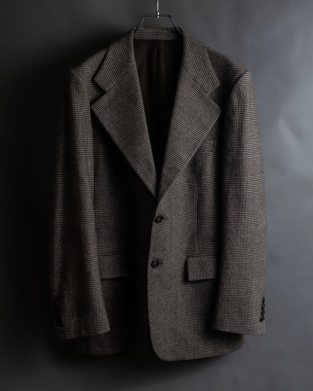 "YVES SAINT LAURENT" Glen plaid oversized wool tailored jacket