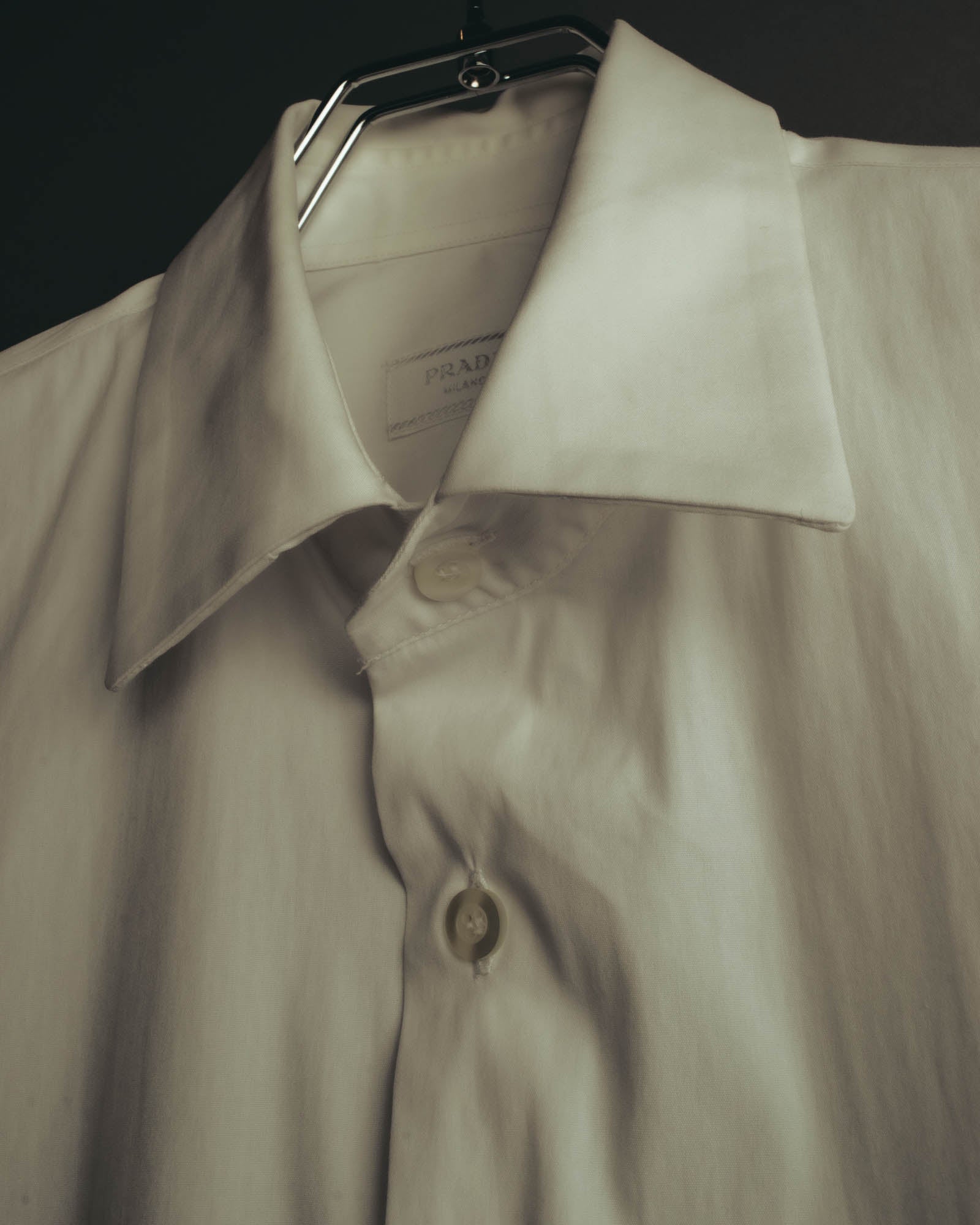 -SPECIAL- "PRADA" 10's-20's Stretch cotton silk-touch dress shirt