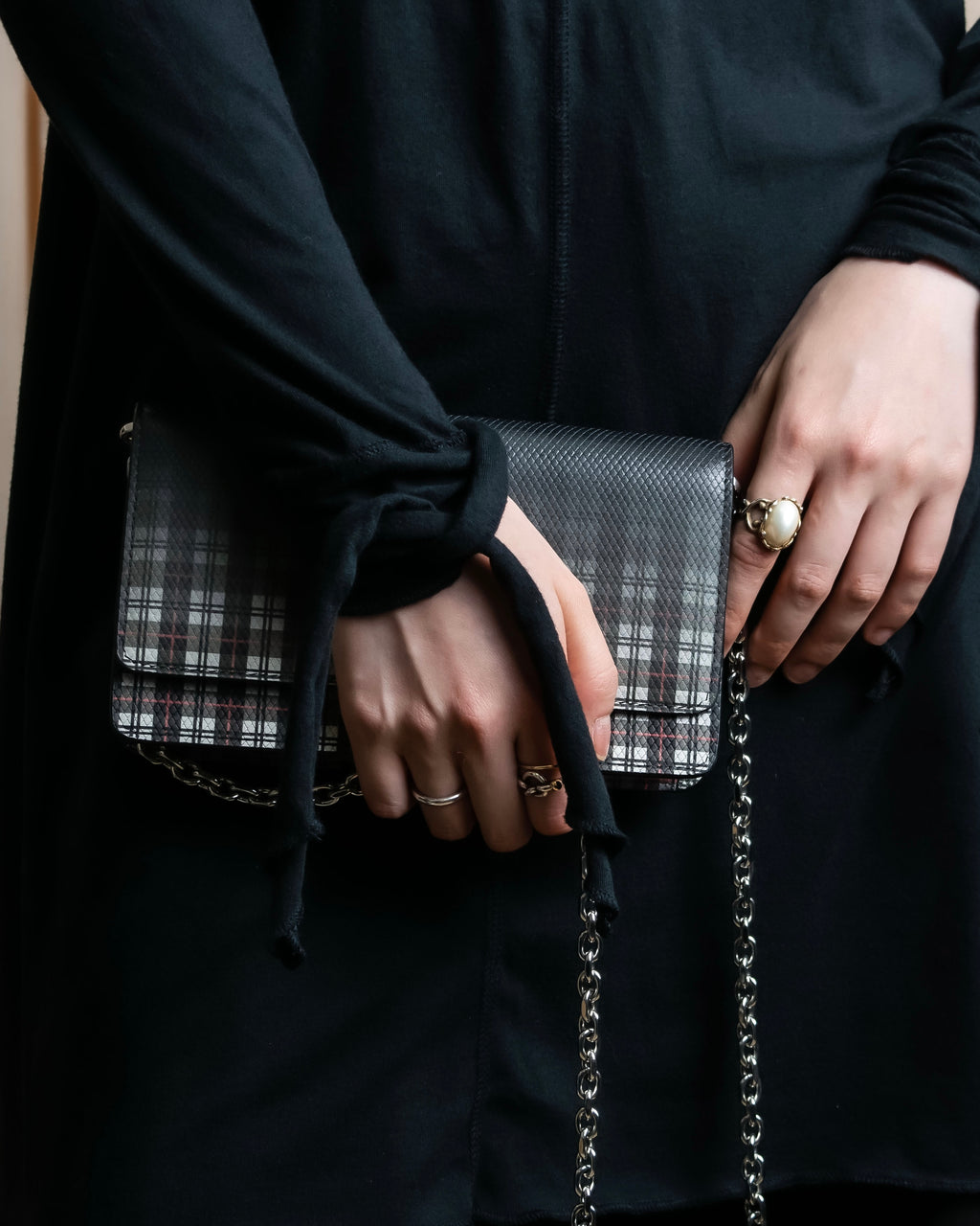 "MAISON MARGIELA" Check pattern gradient design chain shoulder leather wallet bag