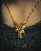-SPECIAL- “Christian Dior” 80’s-90’s Vintage botanical leaf rhinestone pendant necklace