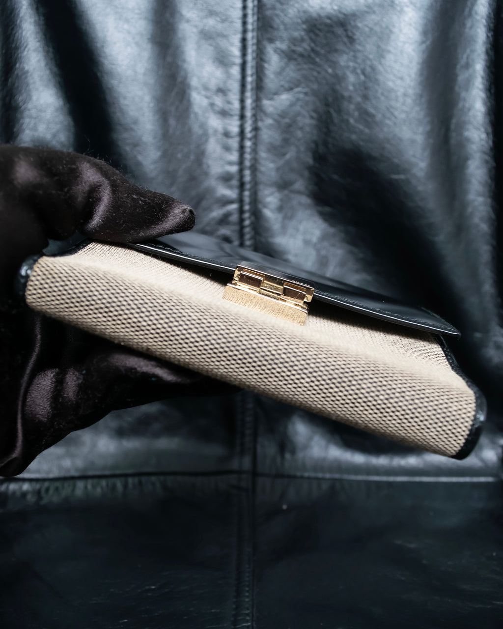 "GUCCI" Canvas and leather bi-fold wallet