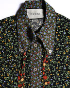 GUCCI × LIBERTY LONDON/ 2020AW Original Floral Pattern Fabric Ribbon Tie Button Down Shirt