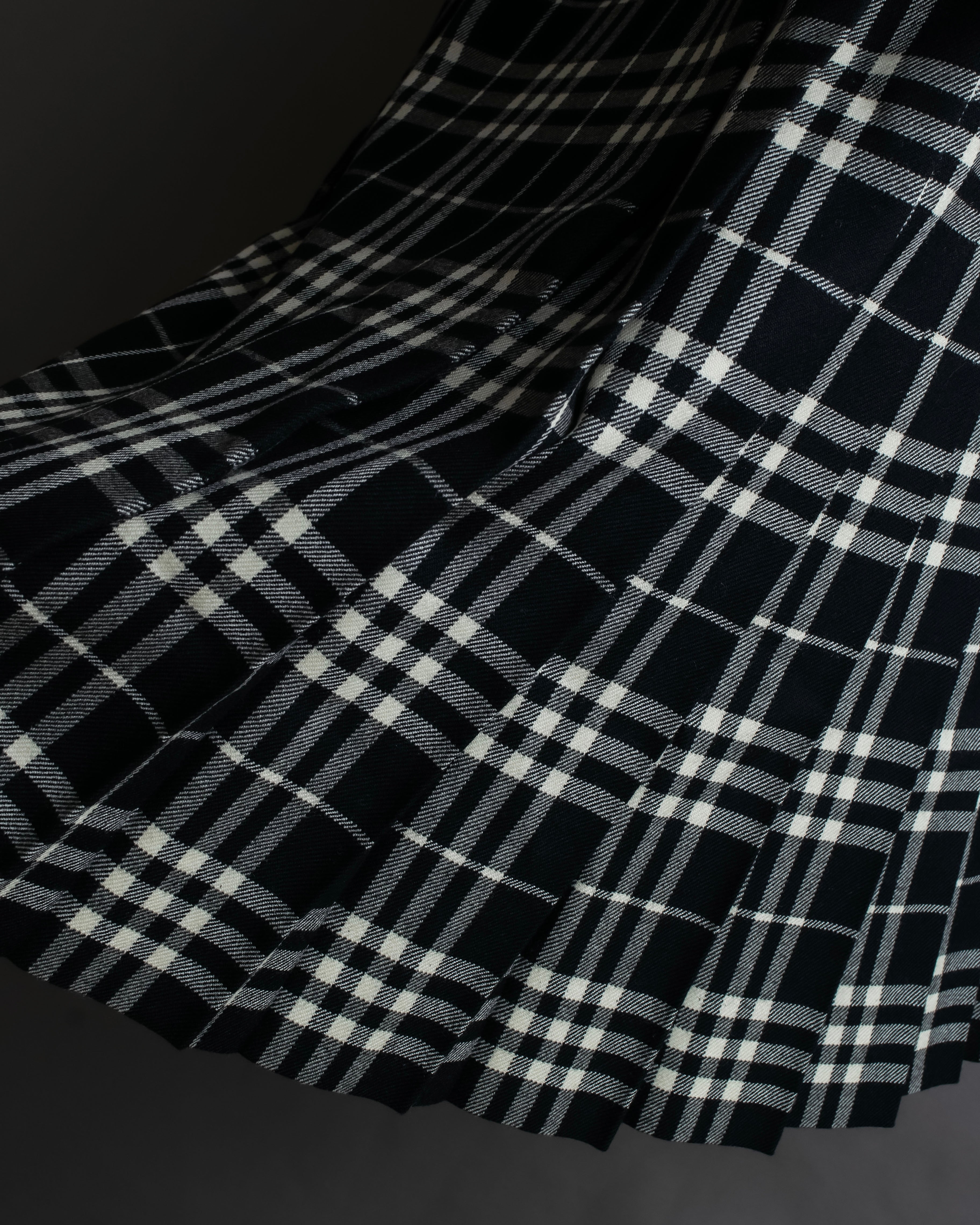 "BURBERRY" Tartan check pleated wrap skirt