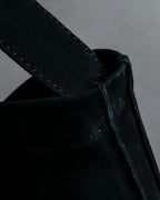 "HERMES" Tout en Douceur black suede panel line shoulder bag