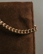 “LOEWE” 80’s-90’s Suede anagram chain shoulder bag