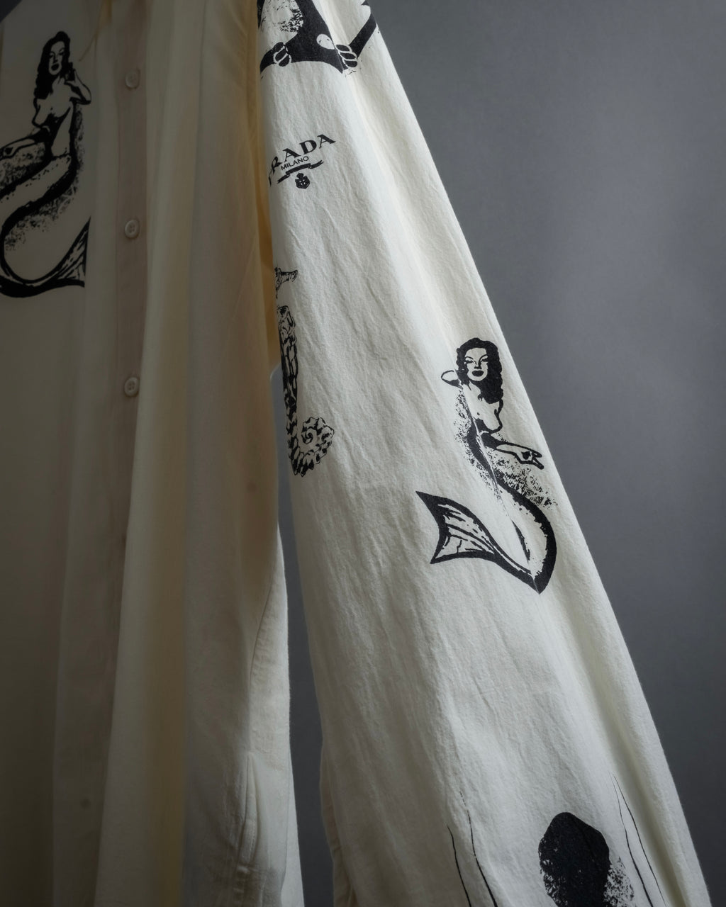 "PRADA" 22SS Sea fable motif print oversized shirt