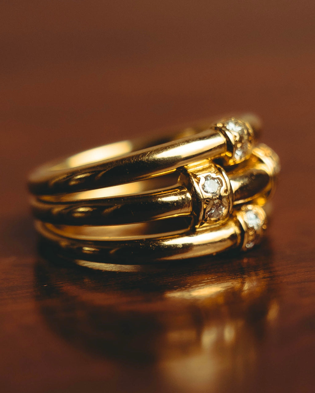 -SPECIAL- “Christian Dior” 80’s-90’s vintage 18k diamond multi-band ring